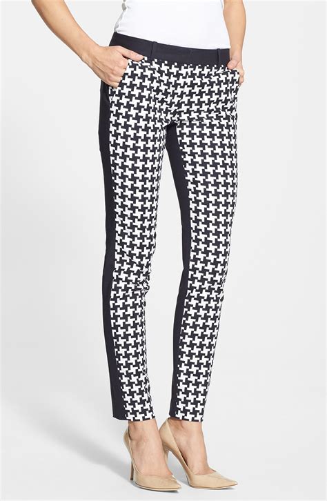 michael kors black white pants houndstooth|Slim.